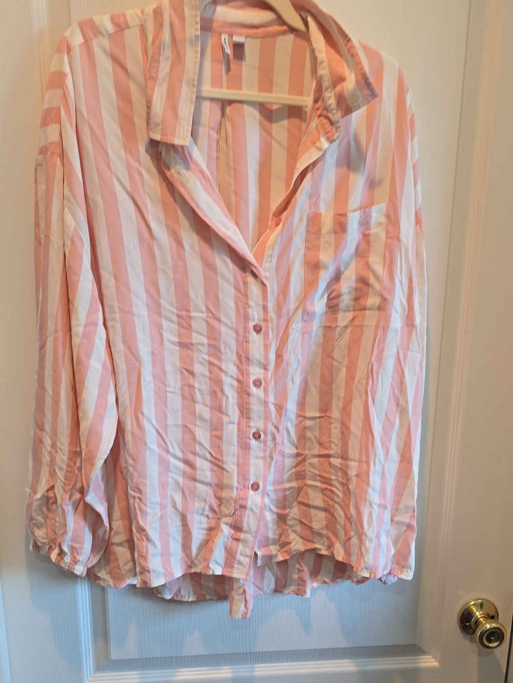 Nordstrom Pink and White Striped Button-Front Pajama Shirt
